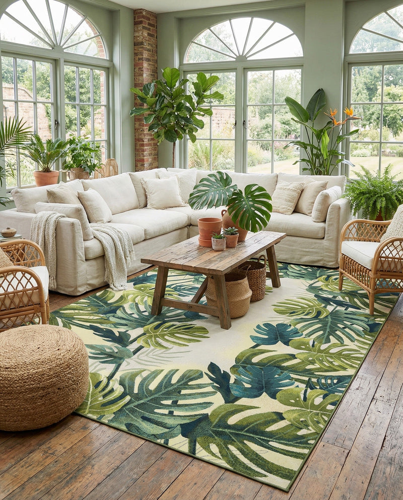 Seaside Blooms Collection Area Rug -  Ivy Rectangle Green  lifestyle 30