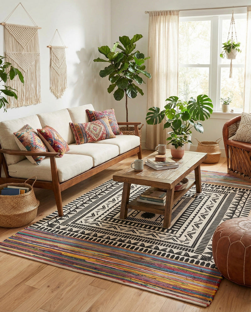 Thar Cotton Collection Area Rug -  Kovalam Rectangle Multi  lifestyle 10