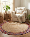 Woven Seaside Jute Collection Area Rug - Seabrook Round Natural  lifestyle 45