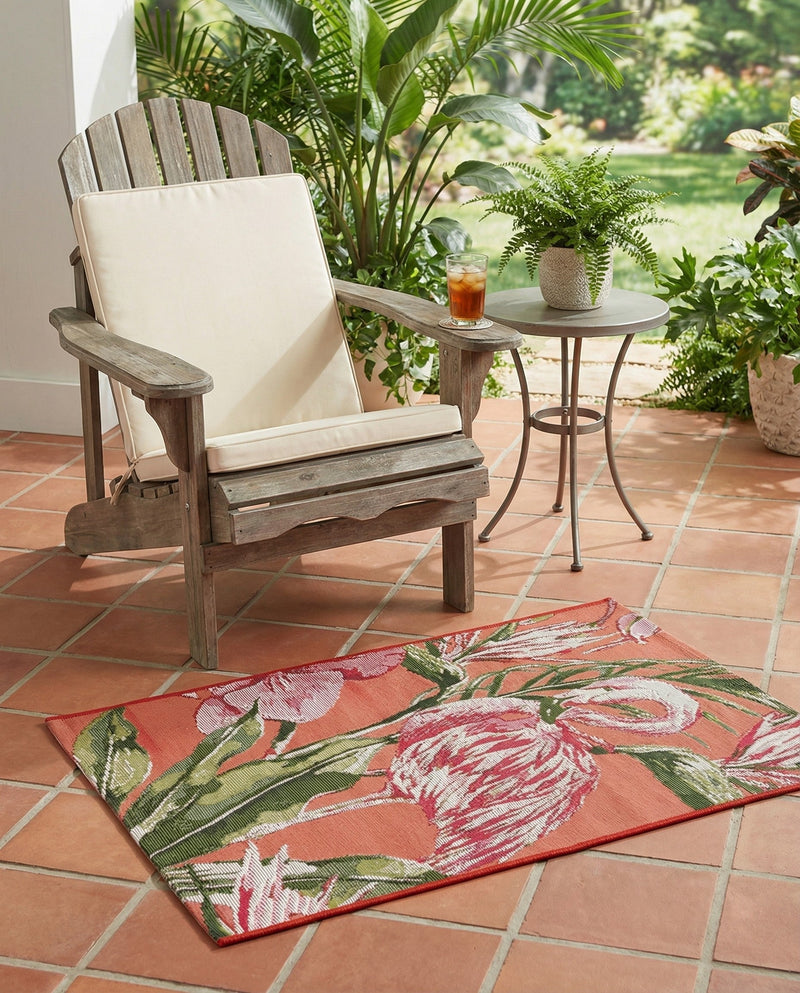 Seaside Blooms Collection Area Rug -  Kyoto Rectangle Coral  lifestyle 18