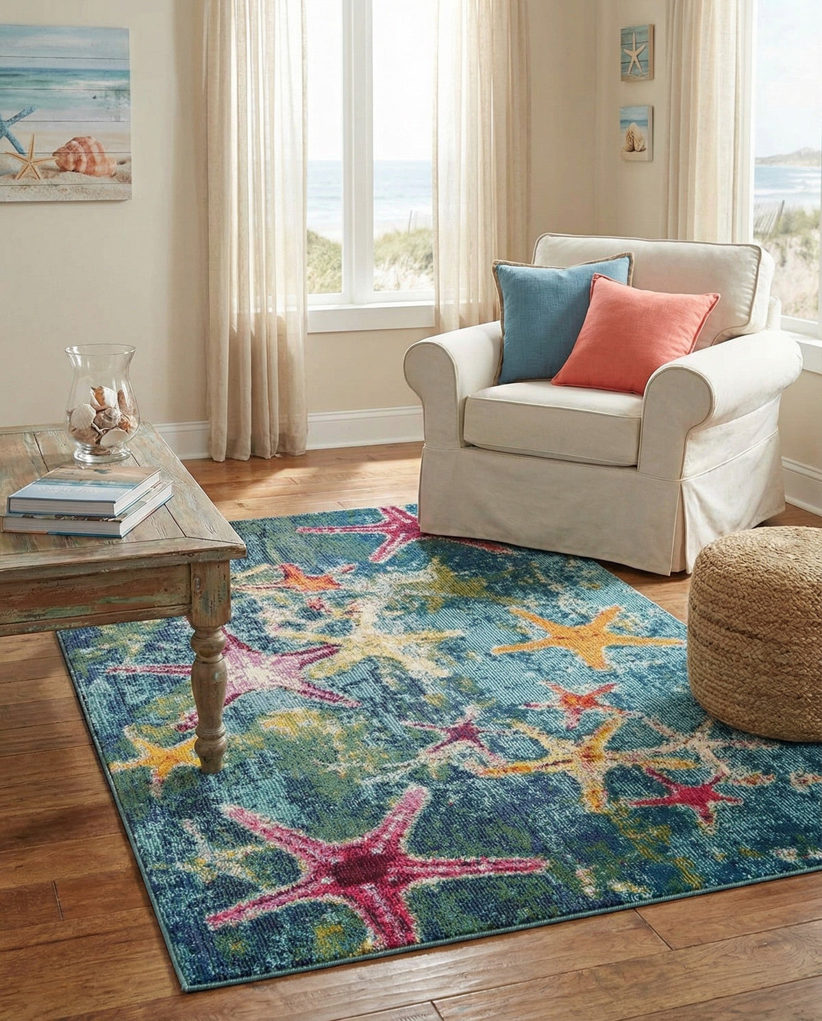 Sorrento Shores Collection Area Rug - Positano Rectangle Navy Blue  lifestyle 16
