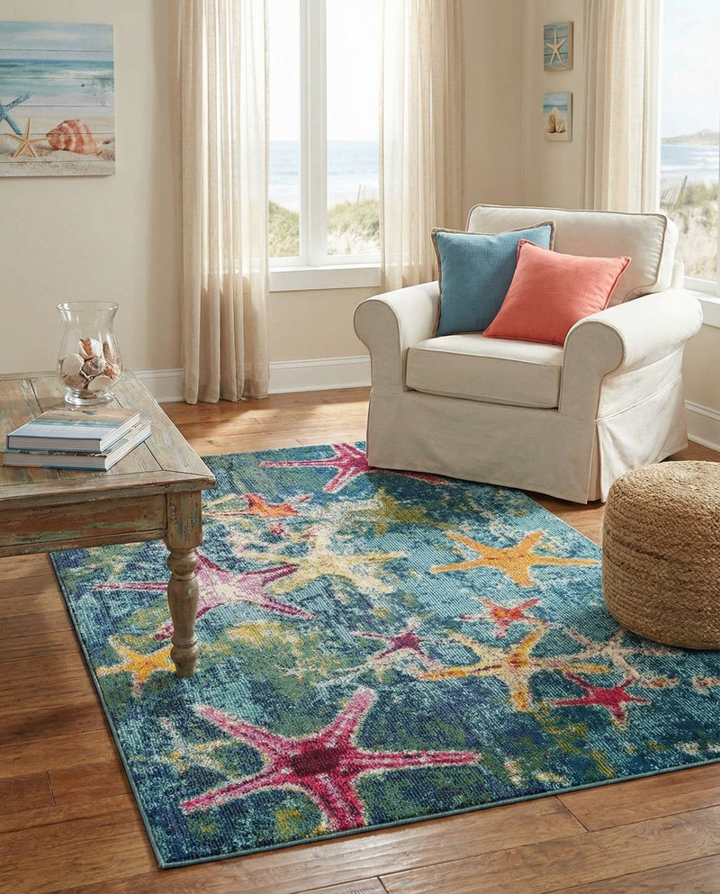 Sorrento Shores Collection Area Rug - Positano Rectangle Navy Blue  lifestyle 16