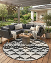 Urban Terrace Collection Area Rug -  Gramercy Round Black and White  lifestyle 34
