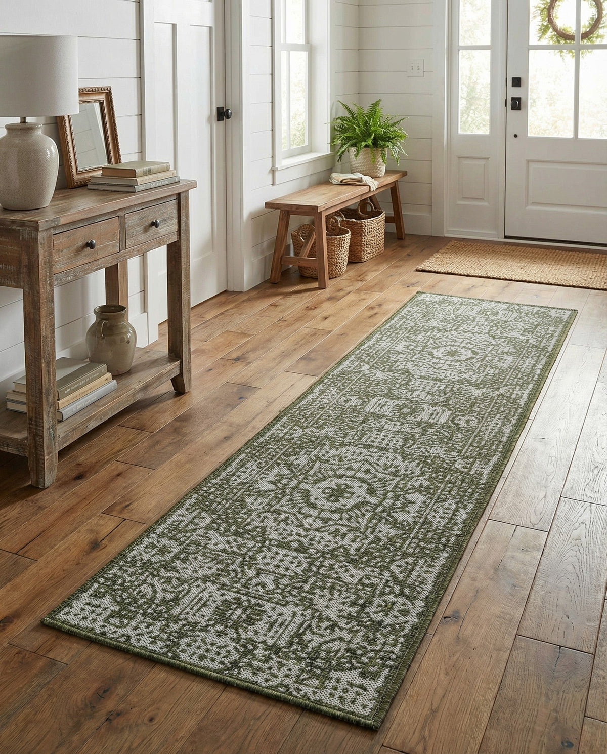 Patio Heritage Collection Area Rug - Savannah (Green) Runner Green  lifestyle 87