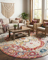 Parisian Elegance Collection Area Rug - Versailles (Pink Gray) Oval Pink Gray  lifestyle 74