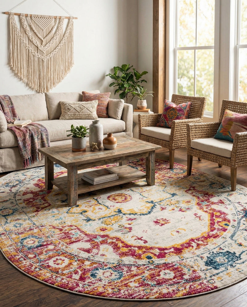 Parisian Elegance Collection Area Rug - Versailles (Pink Gray) Oval Pink Gray  lifestyle 74