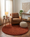 Plush Oasis Collection Area Rug - Serenity (Terracotta) Round Terracotta  lifestyle 36