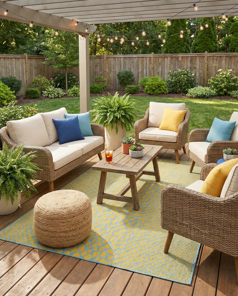 Urban Oasis Rugs Collection Area Rug -  Terrace (Yellow and Aqua) Rectangle Yellow and Aqua  lifestyle 14