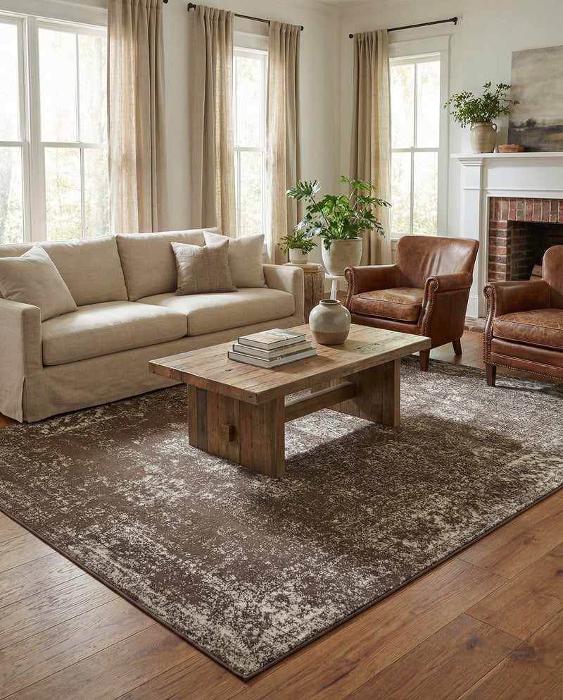 Riviera Elegance Collection Area Rug - Antibes (Brown) Rectangle Brown  lifestyle 24