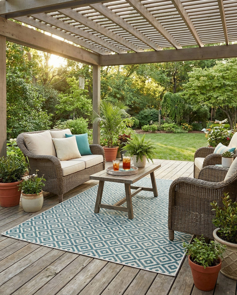 Urban Oasis Rugs Collection Area Rug -  Rooftop (Teal) Rectangle Teal  lifestyle 9