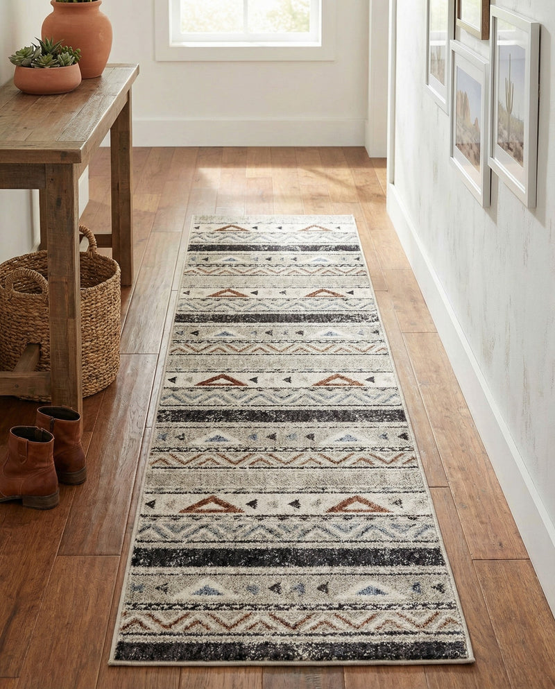 Desert Modern Eco Rug Series Collection Area Rug -  Arches Runner Gray  lifestyle 58