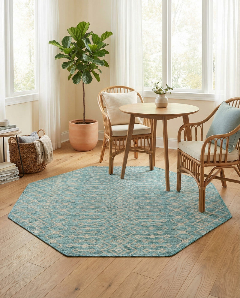 Savannah Pergola Collection Area Rug -  Pergola (Aqua) Octagon Aqua  lifestyle 75