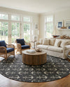 Seaside Haven Rugs Collection Area Rug - Sapphire (Charcoal) Round Charcoal  lifestyle 32