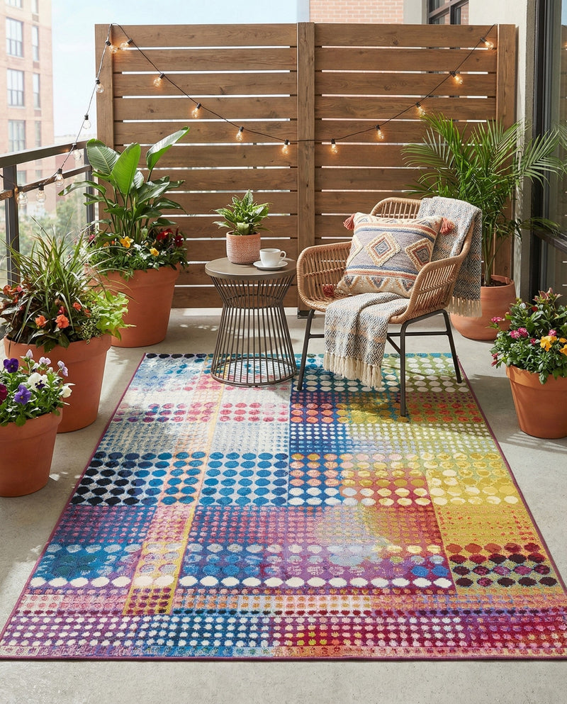 Urban Terrace Collection Area Rug -  Atrium Rectangle Multi  lifestyle 12