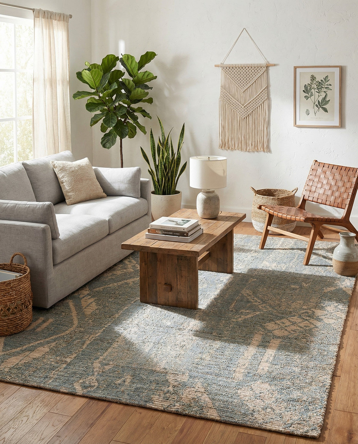Savannah Threads Collection Area Rug -  Kalahari Rectangle Antique Blue  lifestyle 12