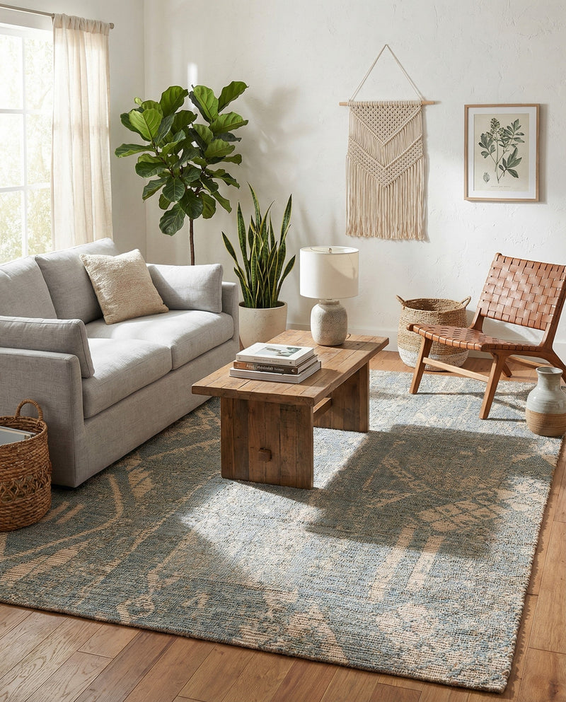 Savannah Threads Collection Area Rug -  Kalahari Rectangle Antique Blue  lifestyle 12
