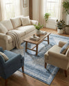 Aegean Elegance Washables Collection Area Rug -  Delos Rectangle Navy Blue  lifestyle 29