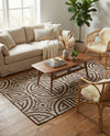 Savannah Threads Collection Area Rug -  Thar Rectangle Black and Ivory  lifestyle 30