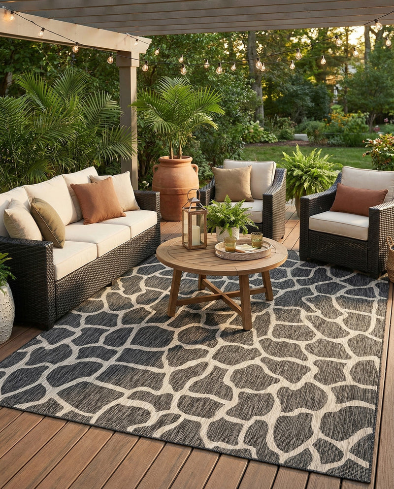 Savannah Escape Collection Area Rug -  Rainforest Rectangle Charcoal Gray  lifestyle 46