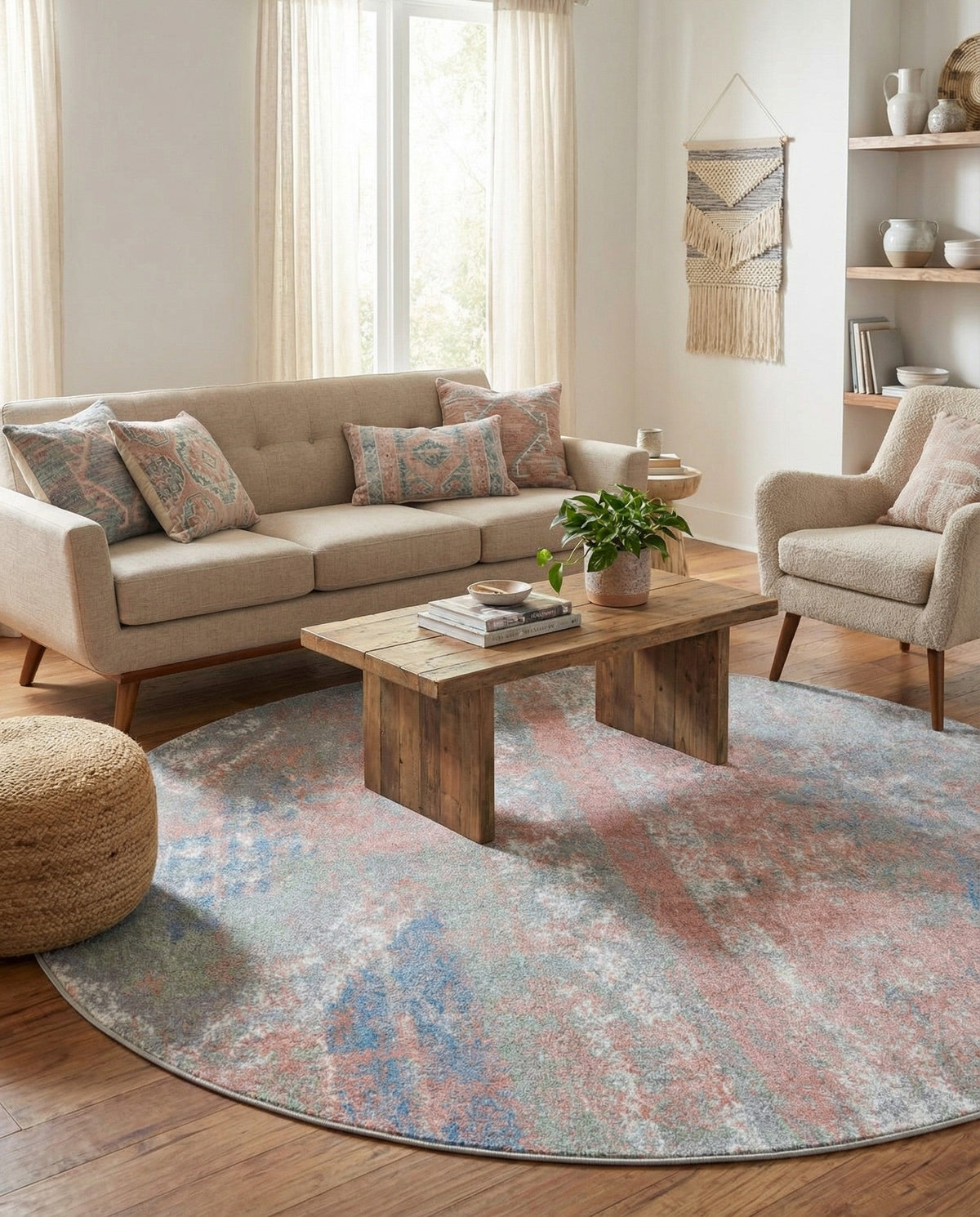 Aegean Elegance Washables Collection Area Rug -  Zakynthos Round Multi  lifestyle 136