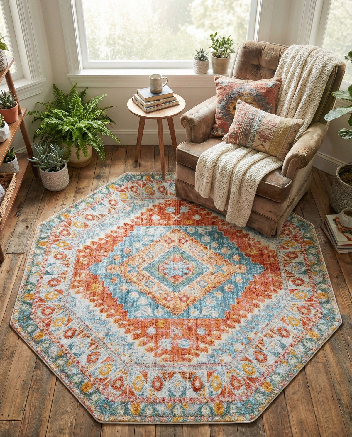 Arcadia Rugs Collection Area Rug -  Xanadu Octagon Salmon  lifestyle 81