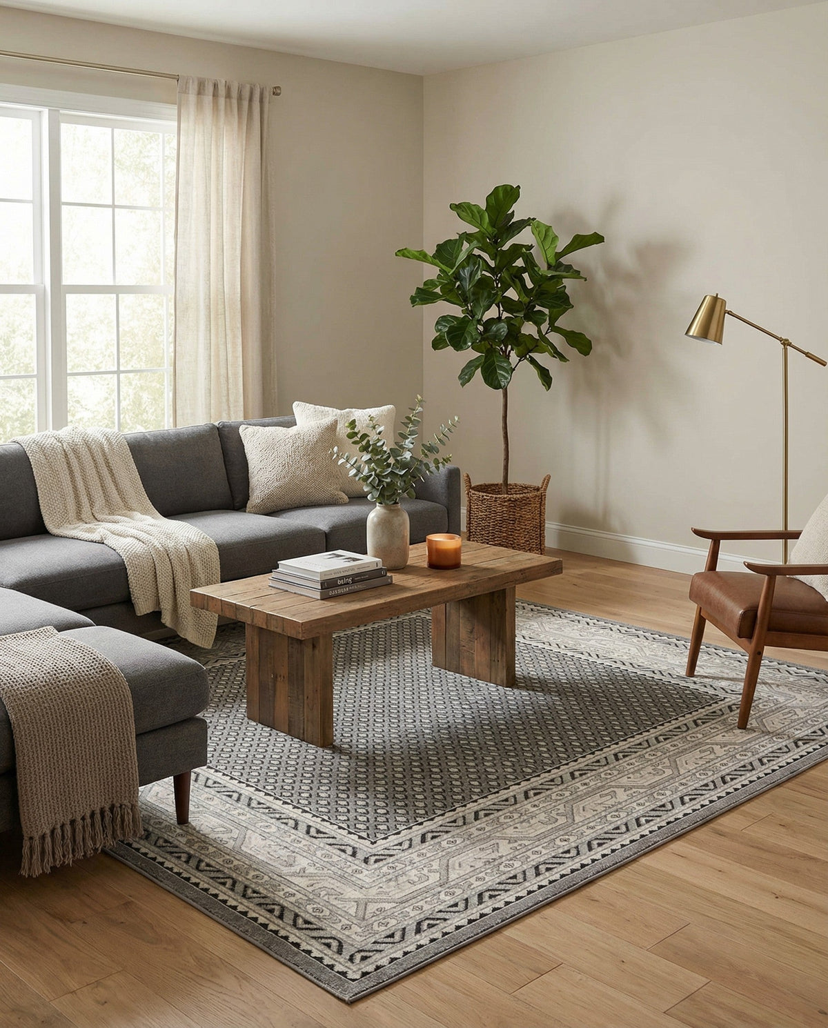 Soho Elegance Collection Area Rug -  Mercer (Gray) Square Gray  lifestyle 88