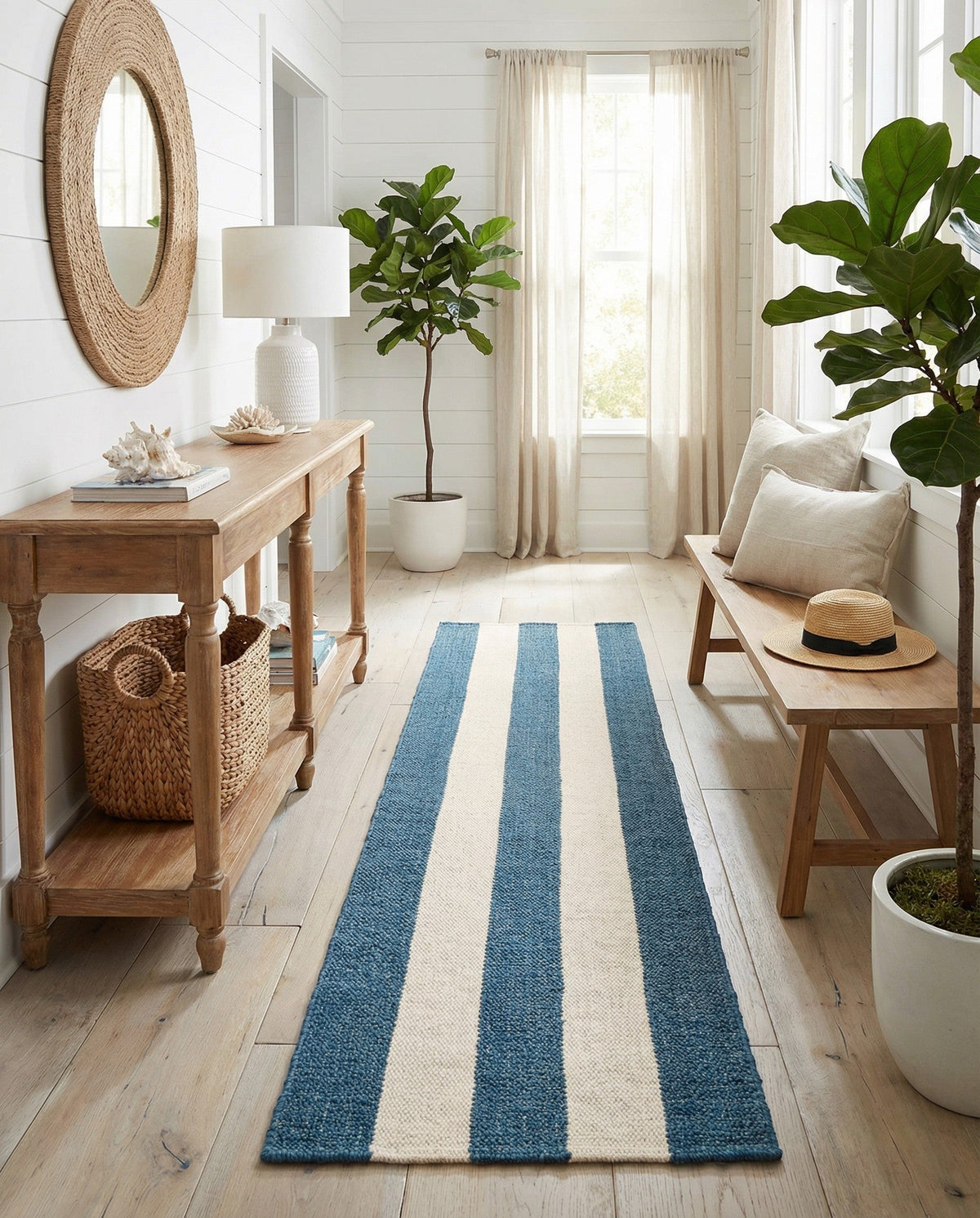Martha's Vineyard Blueprints Collection Area Rug - Edgartown Runner Sky blue  lifestyle 193