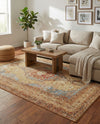 Patio Heritage Collection Area Rug -  Pergola Rectangle Blue and Light Brown  lifestyle 24