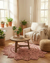 Woven Seaside Jute Collection Area Rug - Coastalhaven (Pink) Round Pink  lifestyle 9