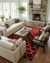 Trellis Mosaic Collection Area Rug -  Pergolatown (Red) Rectangle Red  lifestyle 11