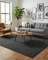 Trellis Wool Collection Area Rug - Cobbles Rectangle Black  lifestyle 12