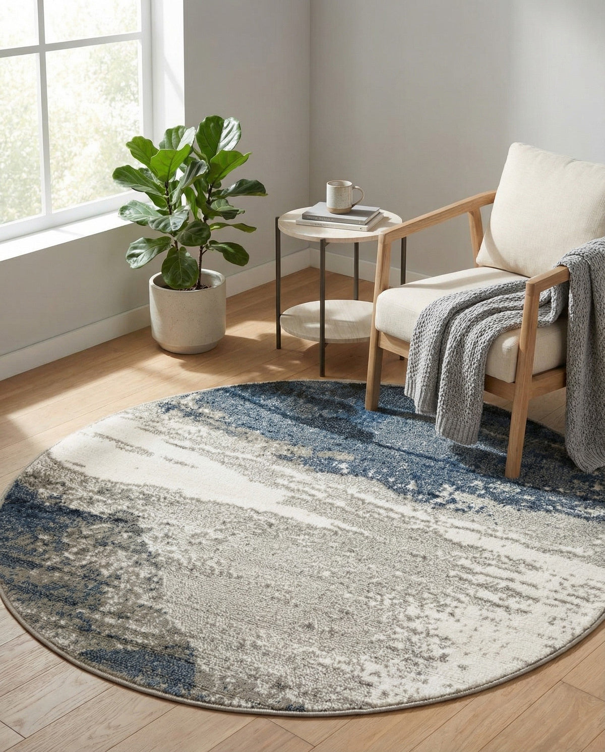 Copenhagen Edge Collection Area Rug - Nyhavn Round Blue  lifestyle 138