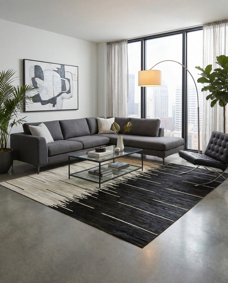 Savannah Hideaway Collection Area Rug - Savannah Square Black White  lifestyle 31