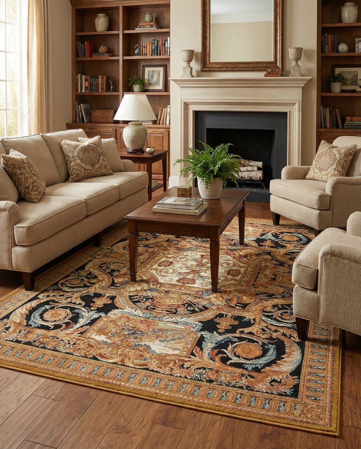 Patio Heritage Collection Area Rug - Veranda Rectangle Black Gold Brown  lifestyle 21