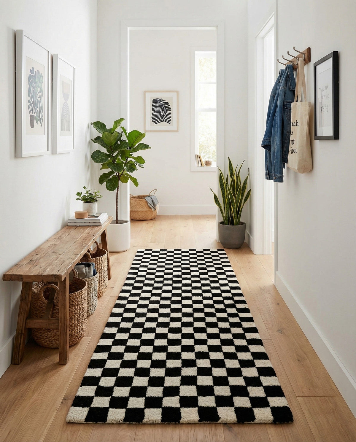 Shepherd's Glen Wool Collection Area Rug - Reykjavik Runner Black and White  lifestyle 85