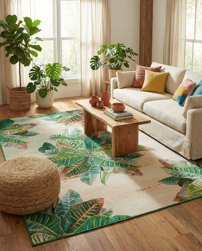 Seaside Blooms Collection Area Rug -  Fern Rectangle Multi  lifestyle 11