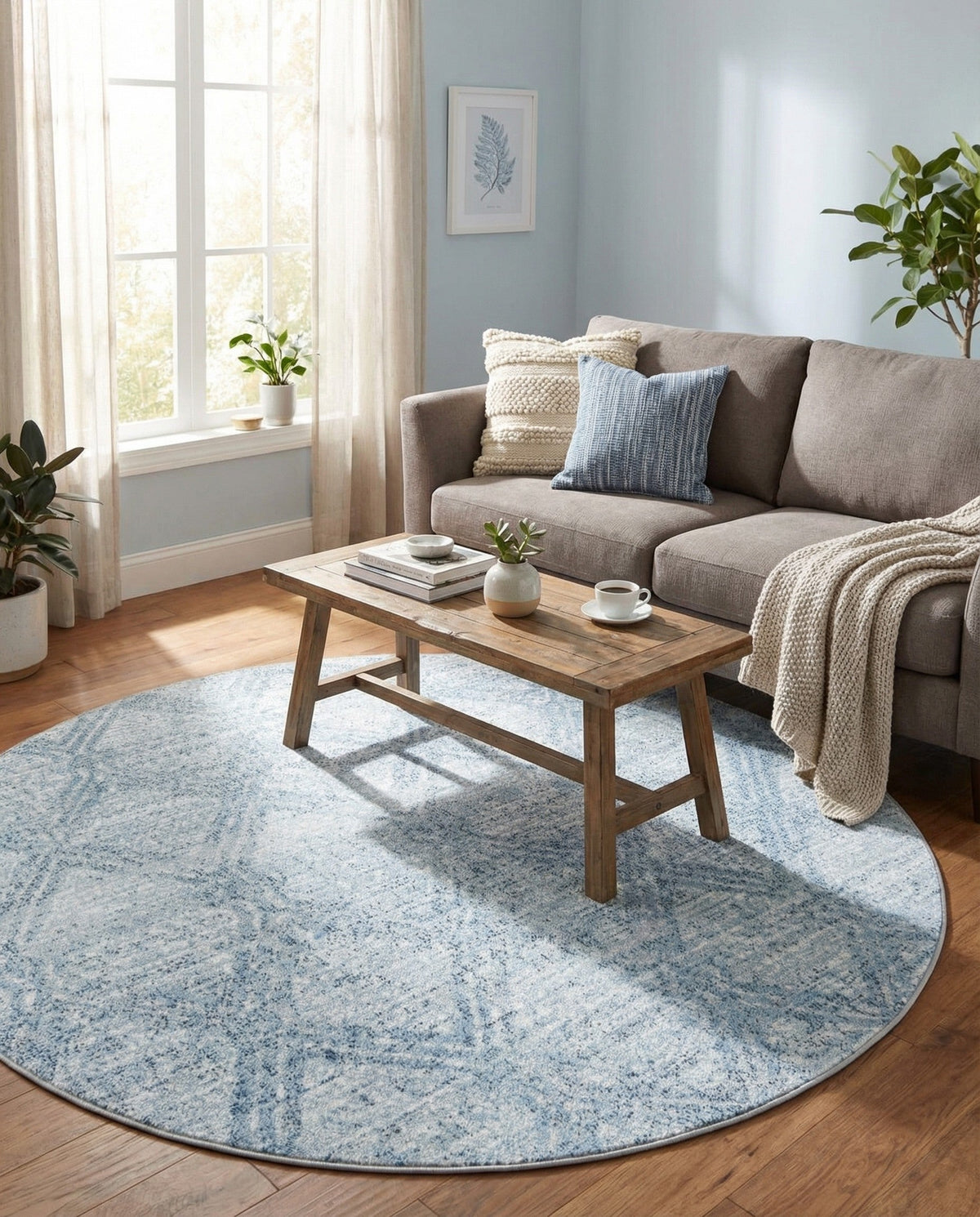 Aegean Elegance Washables Collection Area Rug -  Tinos Round Blue  lifestyle 163