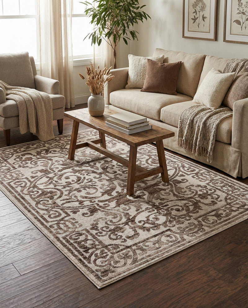 Sanctuary Retreat Collection Area Rug -  Retreat Rectangle Chocolate Brown  lifestyle 34