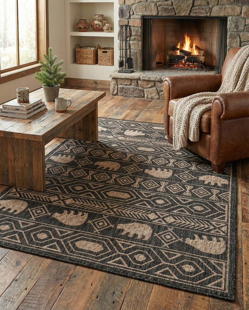 Mesa Oasis Rugs Collection Area Rug - Sundown Rectangle Black  lifestyle 9