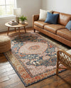 Patio Heritage Collection Area Rug -  Courtyard Rectangle Navy Blue and Light Pink  lifestyle 10