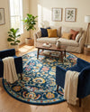 Adriana Terrace Collection Area Rug -  Positano (Navy Blue) Oval Navy Blue  lifestyle 42