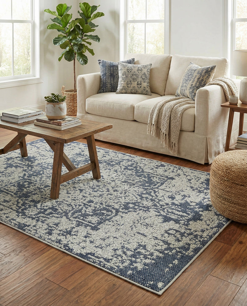 Patio Heritage Collection Area Rug - Santorini Rectangle Navy Blue  lifestyle 27