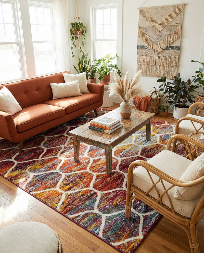 Trellis Mosaic Collection Area Rug -  Pergolatown (Multi) Rectangle Multi  lifestyle 3