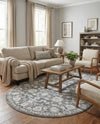 Charleston Elegance Collection Area Rug -  Seaport (Gray) Oval Gray  lifestyle 42