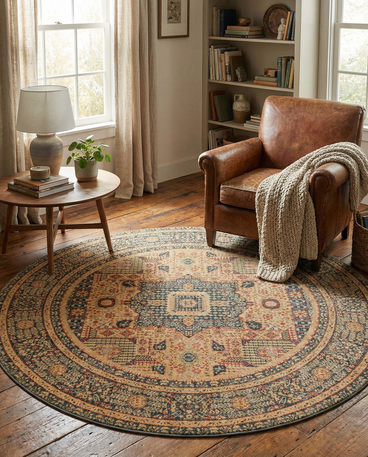 Ottoman Elegance Collection Area Rug - Sultan Round Blue  lifestyle 164