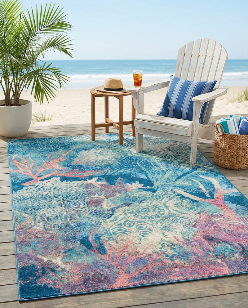 Seaside Haven Rugs Collection Area Rug - Marina Rectangle Multi  lifestyle 32