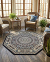 Persian Elegance Collection Area Rug -  Hamedan (Navy Blue) Octagon Navy Blue  lifestyle 71