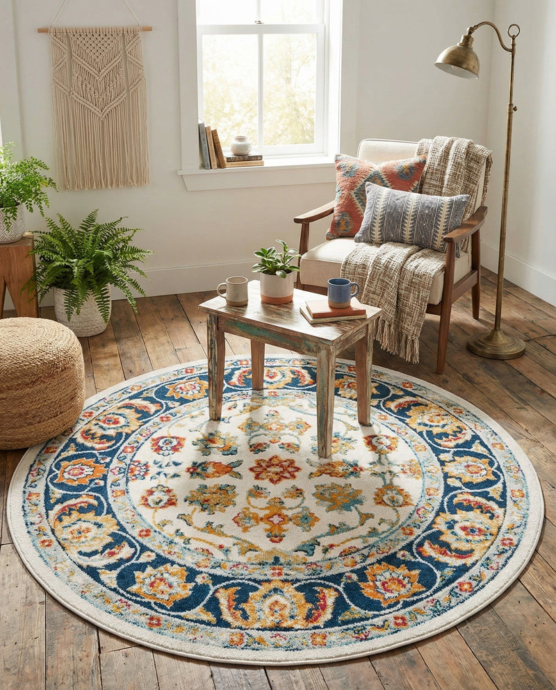 Adriana Terrace Collection Area Rug -  Positano (Multi) Round Multi  lifestyle 23