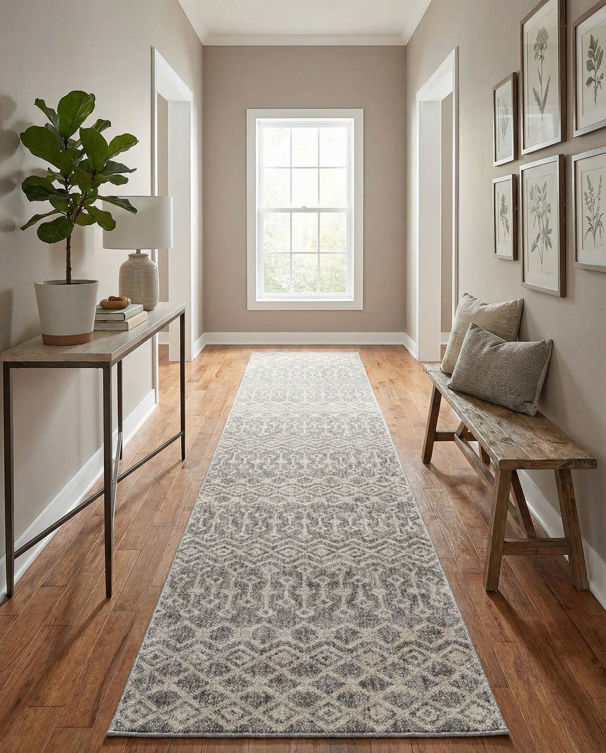 Geo Garden Lattice Collection Area Rug -  Andalusia Runner Gray  lifestyle 191