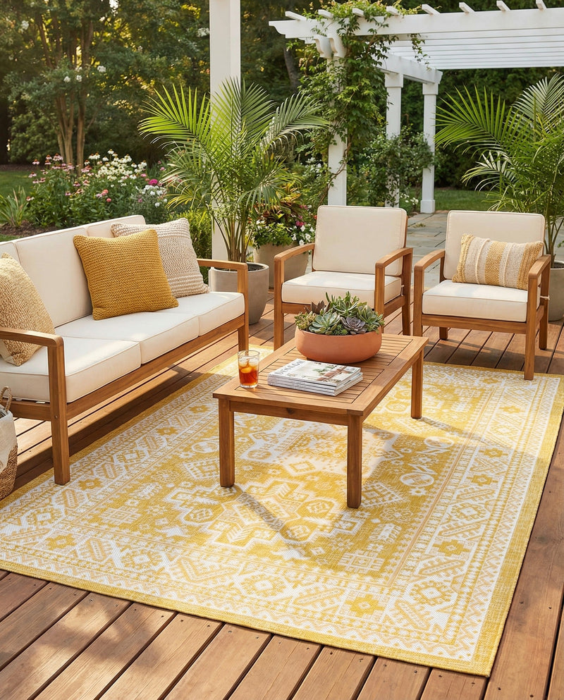 Tribal Terrace Treasures Collection Area Rug -  Incan Isle (Yellow) Rectangle Yellow  lifestyle 21